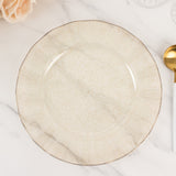 10 Pack Gold Glitter Plastic Dinner Plates With Ruffled Rim, 11inch Transparent Heavy Duty