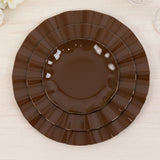 10 Pack 6inch Heavy Duty Disposable Salad Plates with Gold Ruffled Rim, Heavy Duty Cinnamon Brown