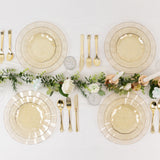 10 Pack 6inch Gold Glitter Clear Disposable Salad Plates with Gold Ruffled Rim