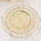 10 Pack 6inch Gold Glitter Clear Disposable Salad Plates with Gold Ruffled Rim