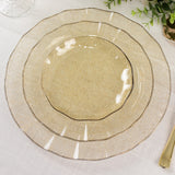 10 Pack 6inch Gold Glitter Clear Disposable Salad Plates with Gold Ruffled Rim