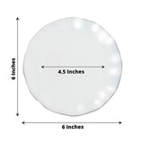 10-Pack Plastic Round 6inch Dessert Plates in Pearl White Ruffled Rim with Gold Edging