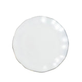 10-Pack Plastic Round 6inch Dessert Plates in Pearl White Ruffled Rim with Gold Edging#whtbkgd