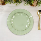 10 Pack 6" Sage Green Heavy Duty Disposable Salad Plates with Gold Ruffled Rim, Heavy Duty Disposabl