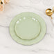 10 Pack 6" Sage Green Heavy Duty Disposable Salad Plates with Gold Ruffled Rim, Heavy Duty Disposabl