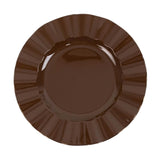 10 Pack 9inch Heavy Duty Disposable Dinner Plates with Gold Ruffled Rim, Cinnamon Brown#whtbkgd