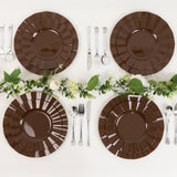 10 Pack 9inch Heavy Duty Disposable Dinner Plates with Gold Ruffled Rim, Cinnamon Brown Hard Plastic