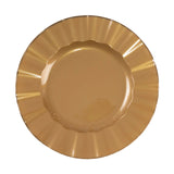 10 Pack Gold Heavy Duty Disposable Dinner Plates with Ruffled Rim, Hard Plastic Dinnerware#whtbkgd