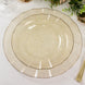 10 Pack Gold Glitter Plastic Round Dinnerware with Ruffled Rim, Transparent Heavy Duty