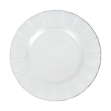 10-Pack Plastic 9inch Round Dinner Plates in Pearl White Ruffled Rim with Gold Edging#whtbkgd