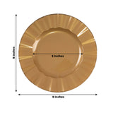 10 Pack Gold Heavy Duty Disposable Dinner Plates with Ruffled Rim, Hard Plastic Dinnerware