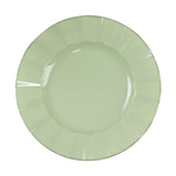 10 Pack Sage Green Heavy Duty Disposable Dinner Plates with Gold Ruffled Rim, Hard Plastic#whtbkgd