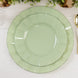 10 Pack Sage Green Heavy Duty Disposable Dinner Plates with Gold Ruffled Rim, Hard Plastic Dinner