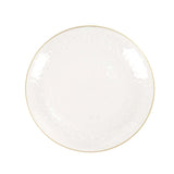 10 Pack | Clear Hammered 9inch Round Plastic Dinner Plates With Gold Rim#whtbkgd