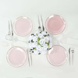 10 Pack Transparent Blush Hammered Plastic Party Plates With Gold Rim