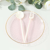 10 Pack Transparent Blush Hammered Plastic Party Plates With Gold Rim