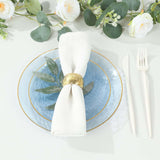 10 Pack Transparent Dusty Blue Hammered Plastic Party Plates With Gold Rim