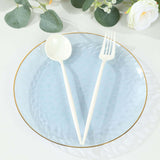 10 Pack Transparent Dusty Blue Hammered Plastic Party Plates With Gold Rim