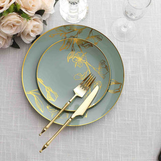 Versatile and Stylish Metallic Gold Floral Design Plates