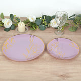 Set of 20 Lavender Lilac Plastic Dinner Dessert Plates With Metallic Gold Floral Design