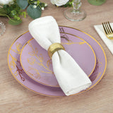 Set of 20 Lavender Lilac Plastic Dinner Dessert Plates With Metallic Gold Floral Design