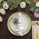 Set of 20 Sage Green Plastic Dinner Dessert Plates With Metallic Gold Floral Design, Disposable