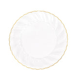 10 Pack 10inch Clear Gold Flair Rim Disposable Dinner Plates, Plastic Party Plates#whtbkgd