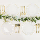 10 Pack 10inch Clear Gold Flair Rim Disposable Dinner Plates, Plastic Party Plates