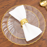 10 Pack 10inch Clear Gold Flair Rim Disposable Dinner Plates, Plastic Party Plates