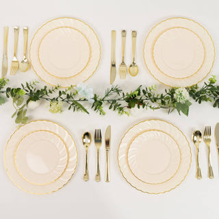 Create a Timeless Table Setting with Ivory Gold Flair Rim Plates