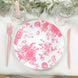 10-Pack French Toile Plastic Party Plates – Pink & White Floral, 10" Round Disposable Dinner Plates