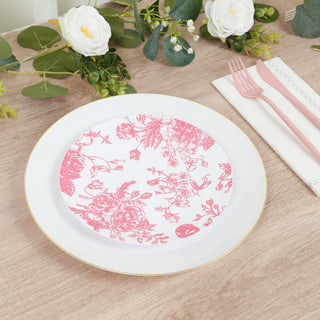 <strong>Pink French Toile Disposable Dessert Plates &ndash; 10 Pack</strong>