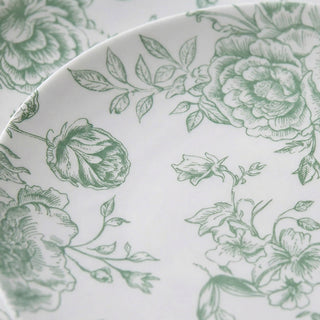 Green floral porcelain plate with delicate botanical pattern