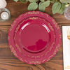 10 Pack | 10inch Burgundy With Gold Vintage Rim Disposable Dinner Plates With Embossed 