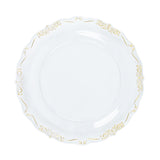 10 Pack | 10inch Gold Vintage Rim Clear Disposable Dinner Plates#whtbkgd