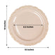 10 Pack | 10inch Taupe With Gold Vintage Rim Disposable Dinner Plates With Embossed Scalloped
