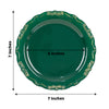 10 Pack | 7inch Hunter Emerald Green With Gold Vintage Rim Disposable Salad Plates
