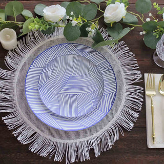 White Blue Wave Brush Stroked Disposable Party Plates: Perfect for Any Event