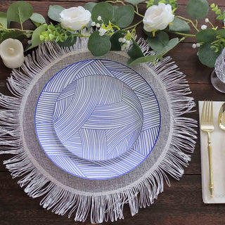 White and Blue Wave Brush Stroked Disposable Salad Plates for Every Occasion