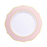 10 Pack 10inch Blush Rose Gold White Disposable Dinner Plates With Round Blossom Design#whtbkgd