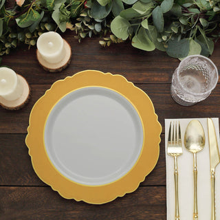 Elegant Gold and White Disposable Dinner Plates