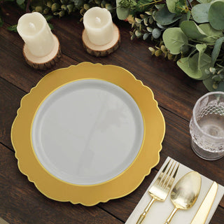 Versatile and Convenient Gold and White Dinner Plates