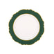 10 Pack | 8inch Hunter Emerald Green / White Disposable Salad Plates With Blossom Design#whtbkgd