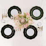 10 Pack 8" Hunter Emerald Green White Disposable Salad Appetizer Plates With Round Blossom Design