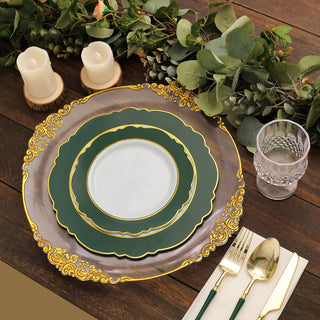 Add Charm to Your Event Decor: Hunter Emerald Green/White Disposable Salad Appetizer Plates