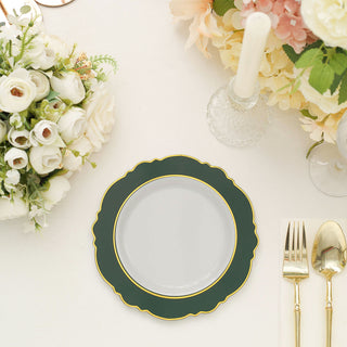 Stylish and Sophisticated: Hunter Emerald Green/White Disposable Salad Appetizer Plates