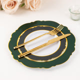 10 Pack 8" Hunter Emerald Green White Disposable Salad Appetizer Plates With Round Blossom Design