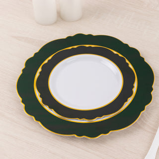 Stylish and Sophisticated: Hunter Emerald Green/White Disposable Salad Appetizer Plates