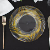 10 Pack | 7inch Clear / Gold Swirl Rim Disposable Salad Plates