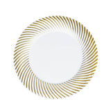 10 Pack | 7inch White / Gold Swirl Rim Disposable Salad Plates#whtbkgd
